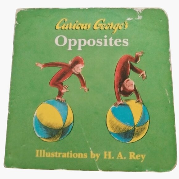Curious Georges Opposites Board Book H A Rey 2003 Edition Vintage Shabby - Picture 1 of 4